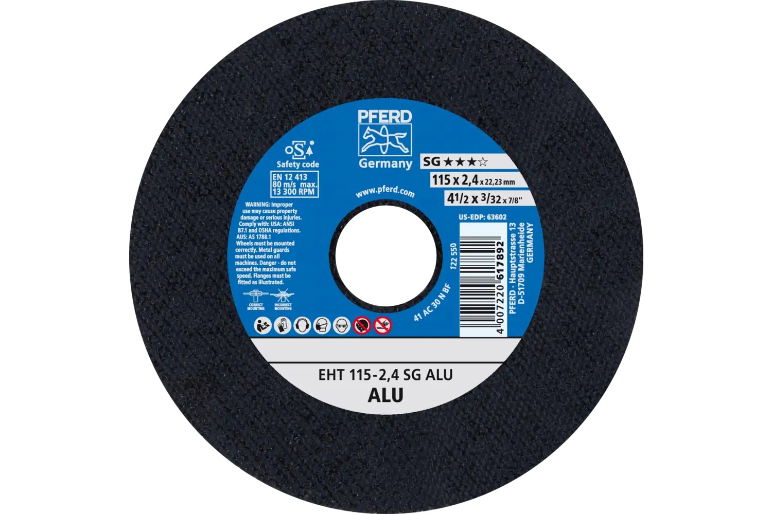 Picture of Pferd Cut-Off Wheel, 4-1/2" X 3/32 X 7/8, Sg Alu, T1, Aluminum Oxide